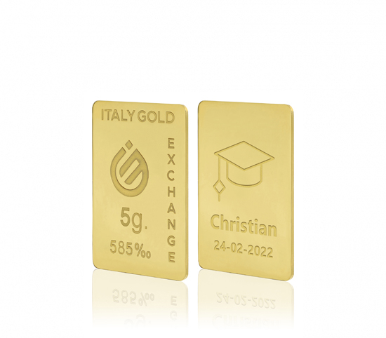 Lingotto Oro regalo per Laurea 14 Kt da 5 gr. IGE GOLD